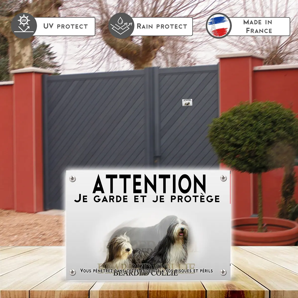 Plaques Deux Bearded Collies avec pelage noir et blanc