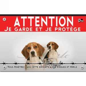 Signalisation personnalisee Deux Beagles sur fond éclairci