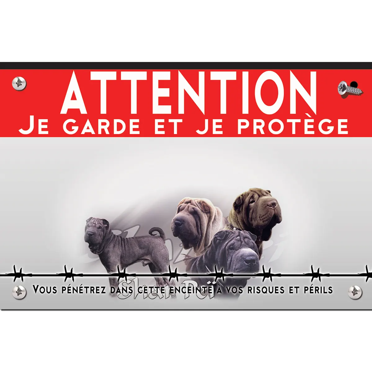 Signalisation personnalisee Quatre chiens Pei Shar en différentes poses et couleurs