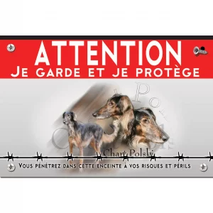 Signalisation personnalisee Afghan Hound avec têtes et corps sur fond neutre