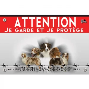 Signalisation personnalisee Chien Australian Shepherd aux diverses couleurs.