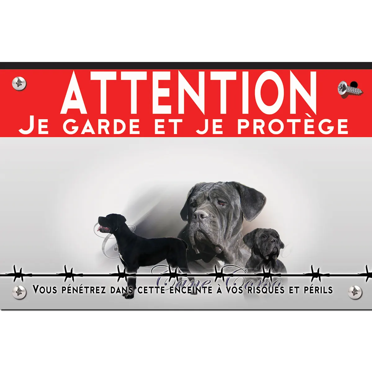 Signalisation personnalisee Portraits de Cane Corso avec différentes poses.