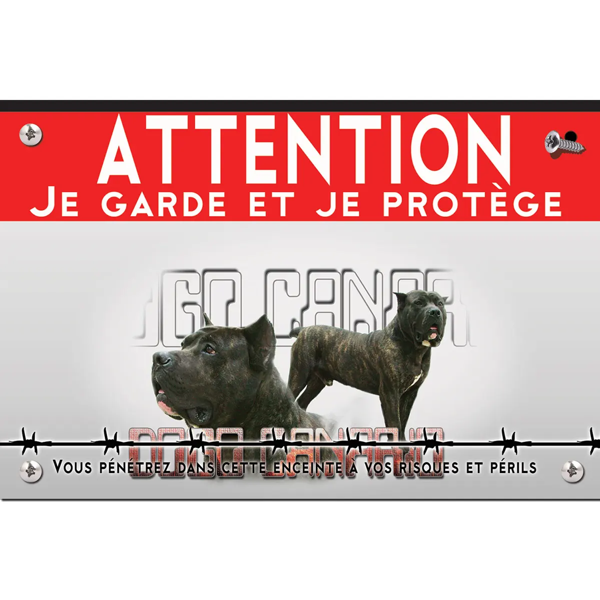Signalisation personnalisee Dogo Canario avec vue de profil et de face