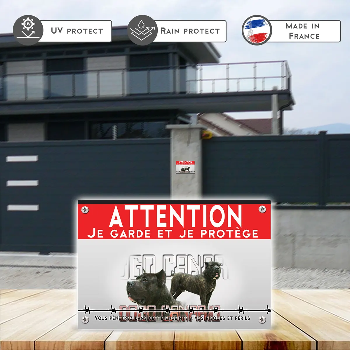 Grande pancarte Dogo Canario avec vue de profil et de face