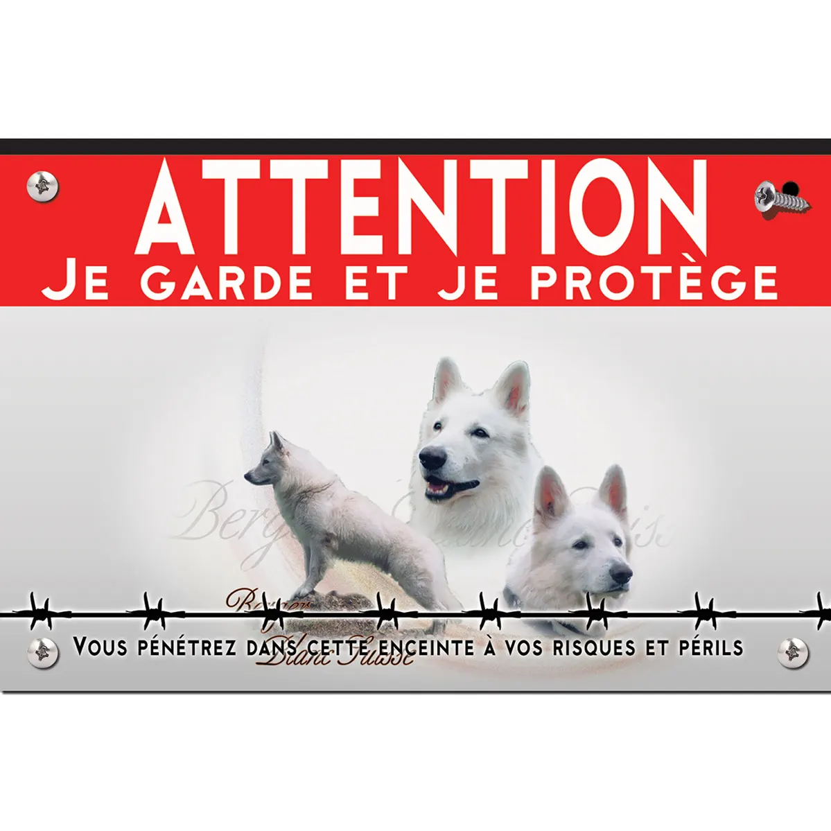 Signalisation personnalisee Bande d'images d'un Berger Blanc Suisse