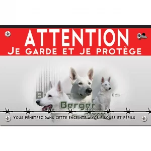 Signalisation personnalisee Trois images de Berger Blanc Suisse sur fond transparent