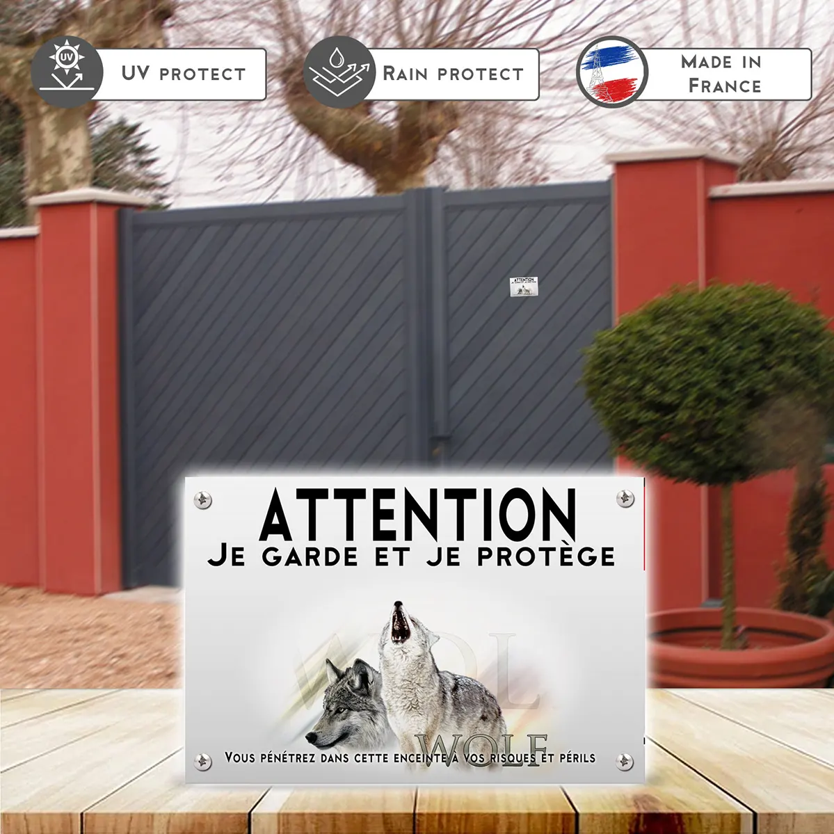 Plaques Image de deux loups avec le mot 'WOLF'