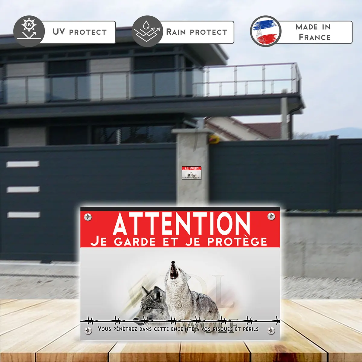 Grande pancarte Image de deux loups avec le mot 'WOLF'