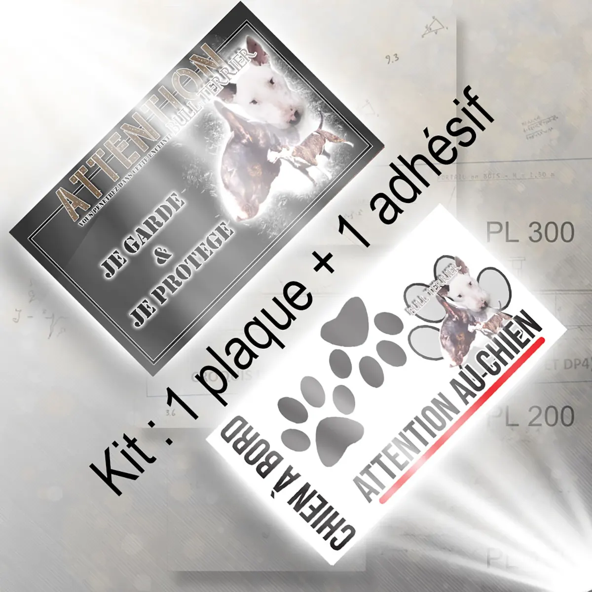 plaque chien de chasse Visuels de Bull Terrier avec plusieurs chiens