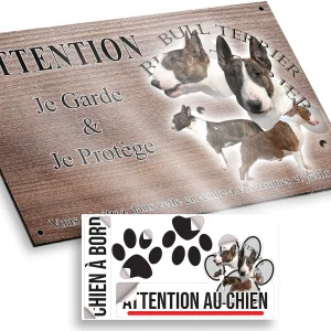plaque attention au chien Collage de Bull Terriers en différentes poses