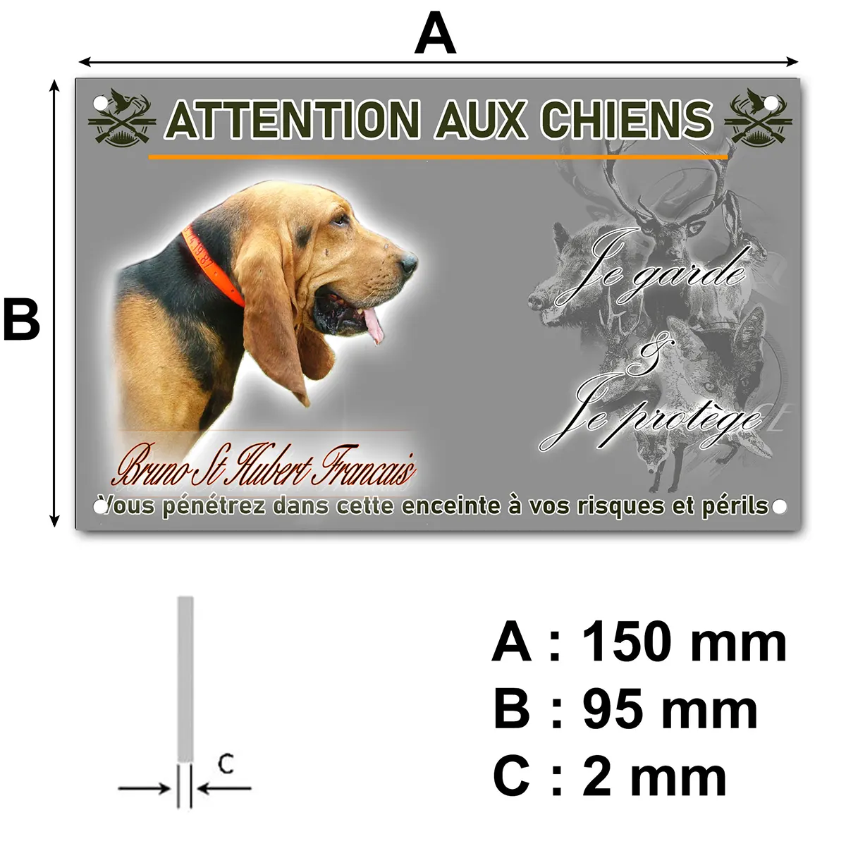 plaque Profil d'un Bruno St Hubert Français avec collerette orange