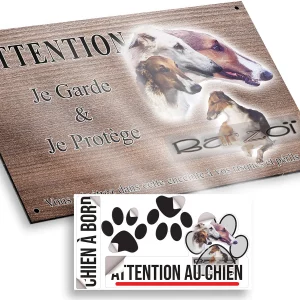 plaque attention au chien Portraits de Borzoi avec diverses expressions