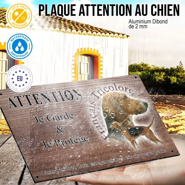 panneau attention au chien Deux portraits du Français Tricolore