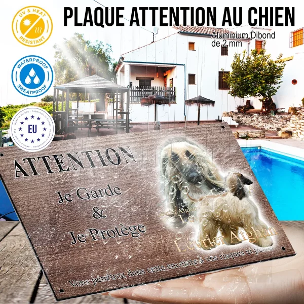 panneau attention au chien Deux lévriers afghans avec un arrière plan transparent