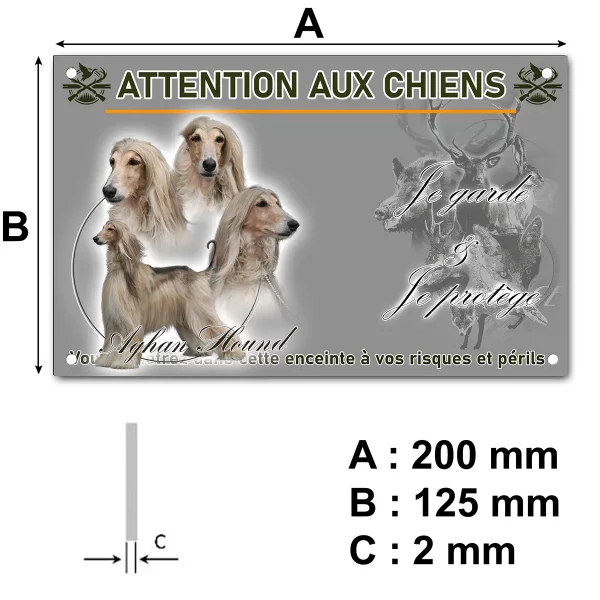 panneau Afghan Hound avec cinq portraits sur fond circulaire