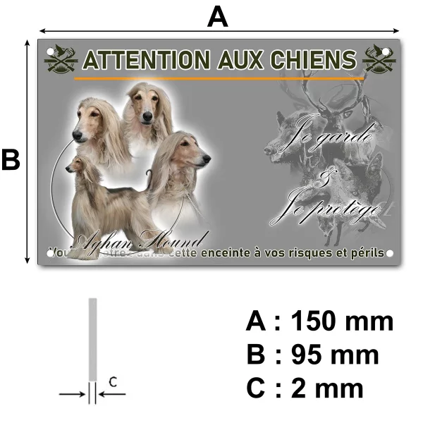plaque Afghan Hound avec cinq portraits sur fond circulaire