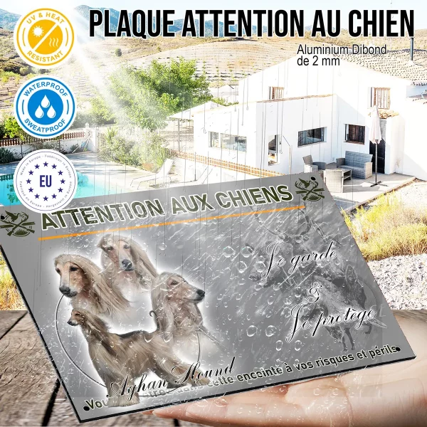panneau Afghan Hound avec cinq portraits sur fond circulaire
