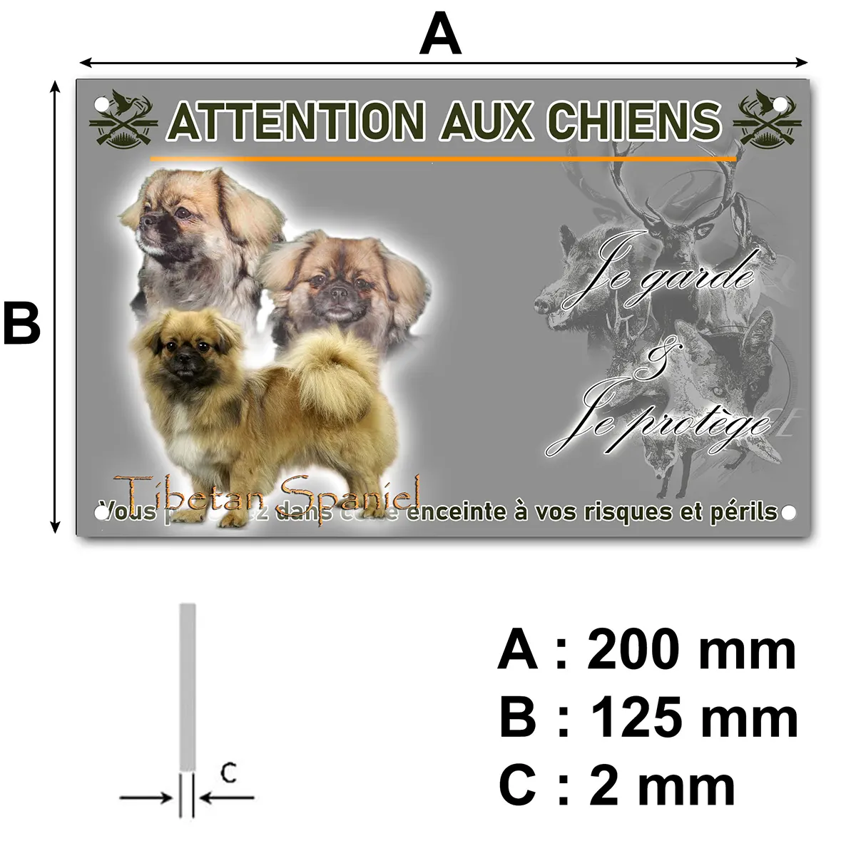 panneau Tibetan Spaniel avec deux têtes en arrière plan