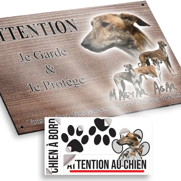 plaque attention au chien Visuel de plusieurs chiens Magyar Agar