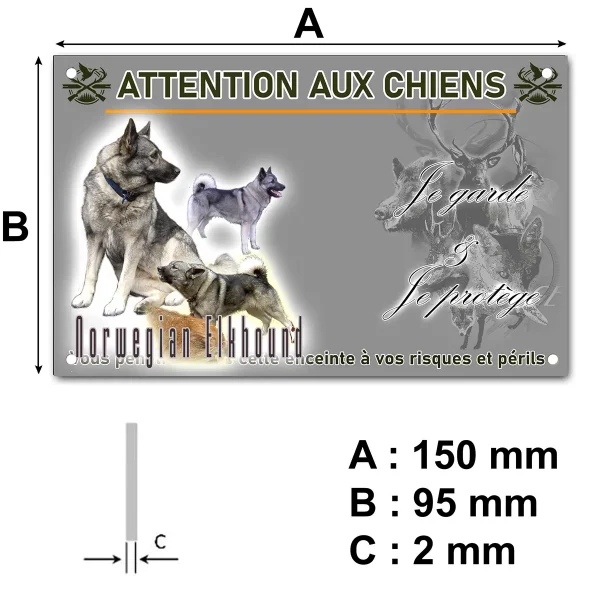 plaque Visuel de Norwegian Elkhound avec plusieurs chiens