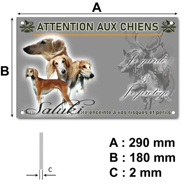 pancarte Image de Saluki avec 3 chiens et 1 tête en profil.