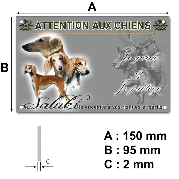 plaque Image de Saluki avec 3 chiens et 1 tête en profil.