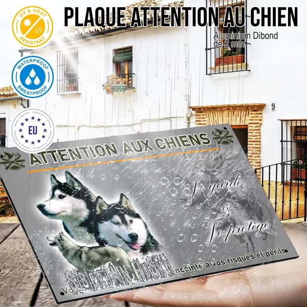 panneau Trois Husky Sibériens sur fond coloré