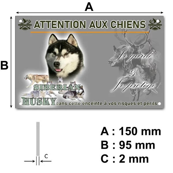 plaque Siberian Husky avec plusieurs chiens dans différentes poses