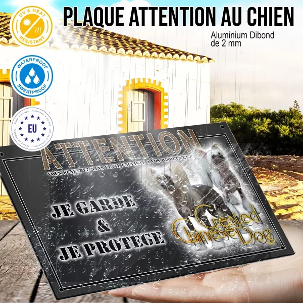 panneau chien de garde Deux chiens Crested Chinese avec des poils longs et soyeux