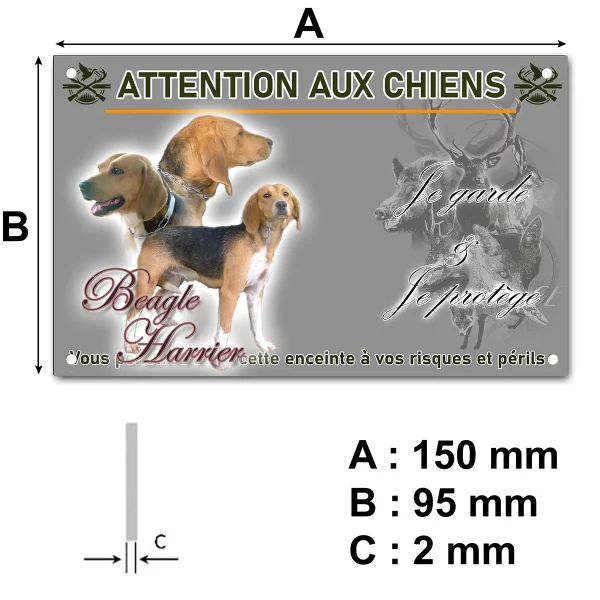 plaque Trois Beagle Harrier présentant différentes poses
