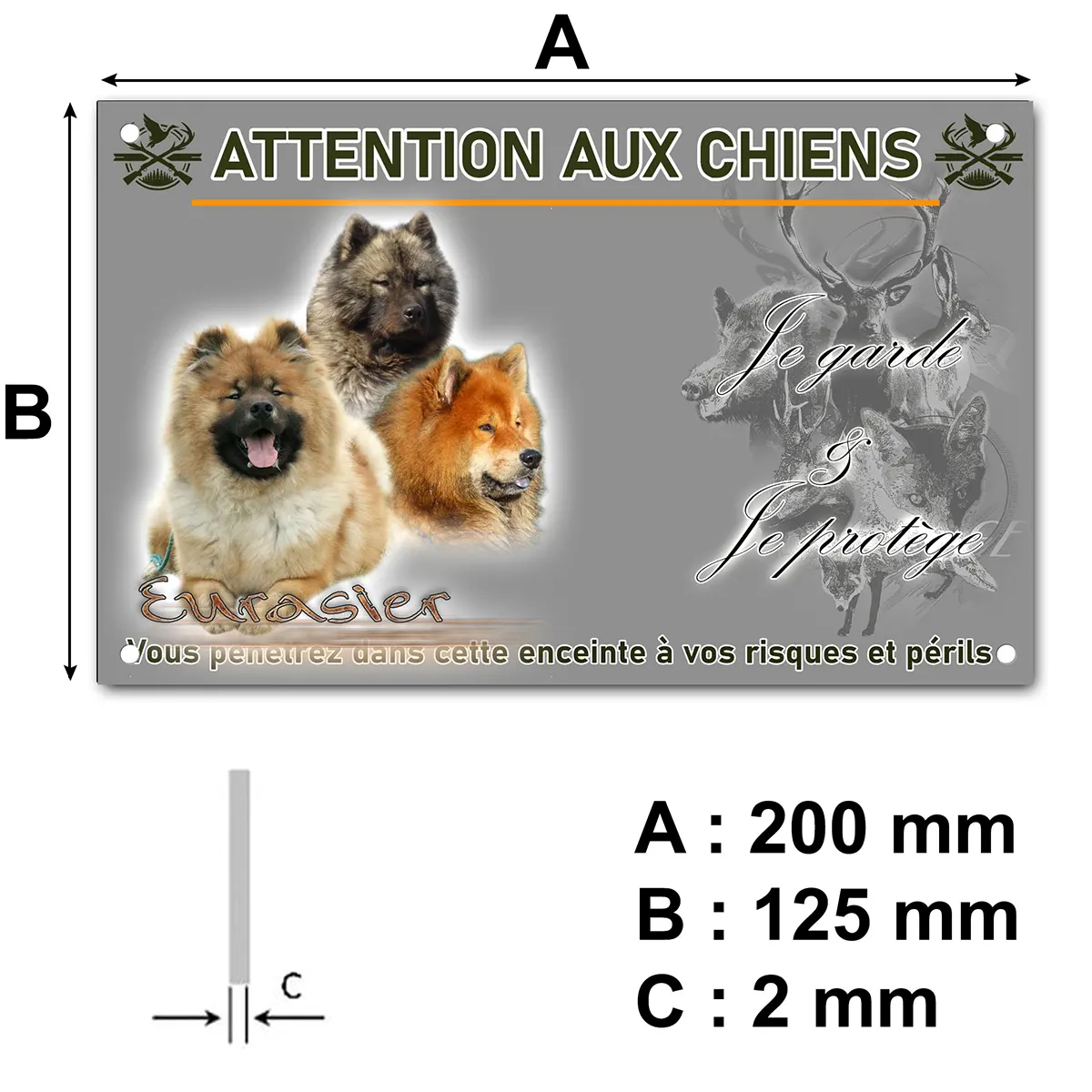 panneau Trois Eurasier avec différents pelages
