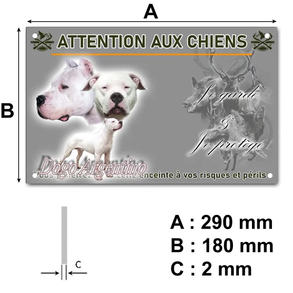 pancarte Visuels de Dogo Argentino avec portraits et silhouette