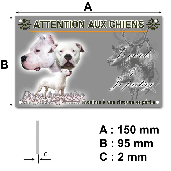 plaque Visuels de Dogo Argentino avec portraits et silhouette