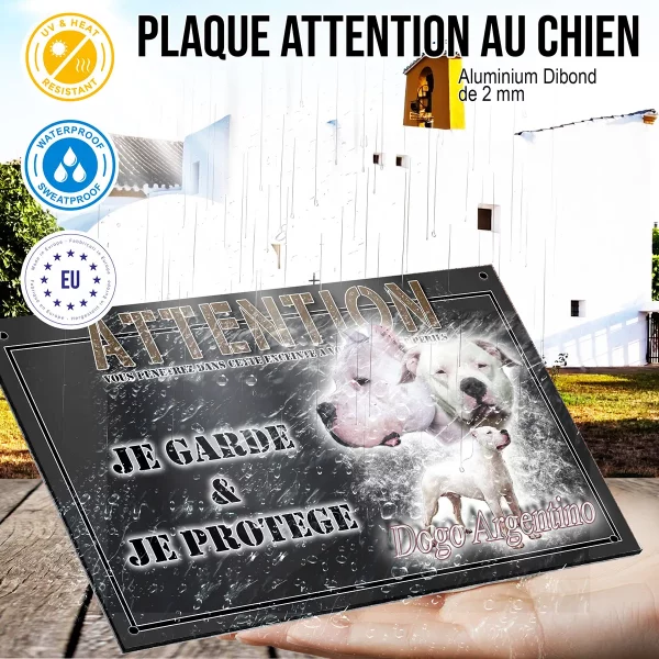 panneau chien de garde Visuels de Dogo Argentino avec portraits et silhouette