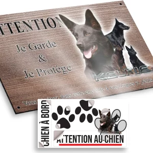 plaque attention au chien Collage de plusieurs Kelpies sur fond graphique