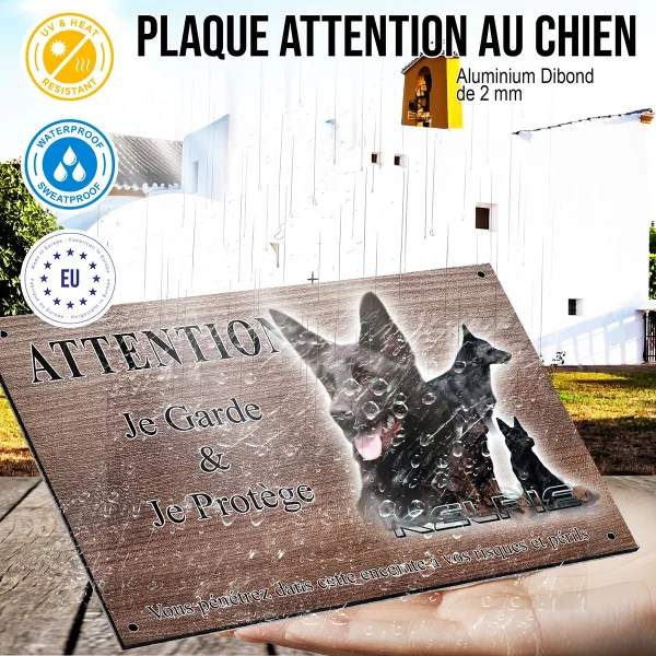 panneau attention au chien Collage de plusieurs Kelpies sur fond graphique