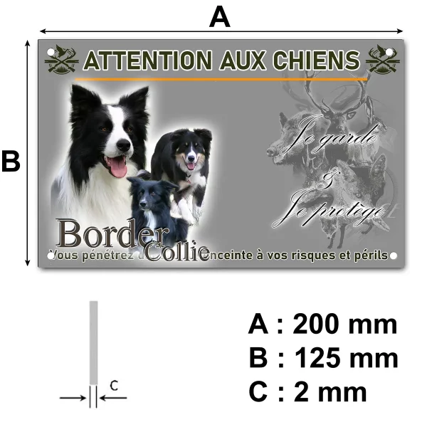 panneau Trois Border Collies sur un fond verdoyant.