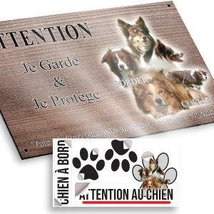 plaque attention au chien Collage de Border Collie en différentes poses