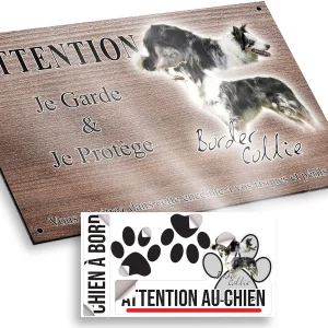 plaque attention au chien Image de Border Collie avec un fond transparent
