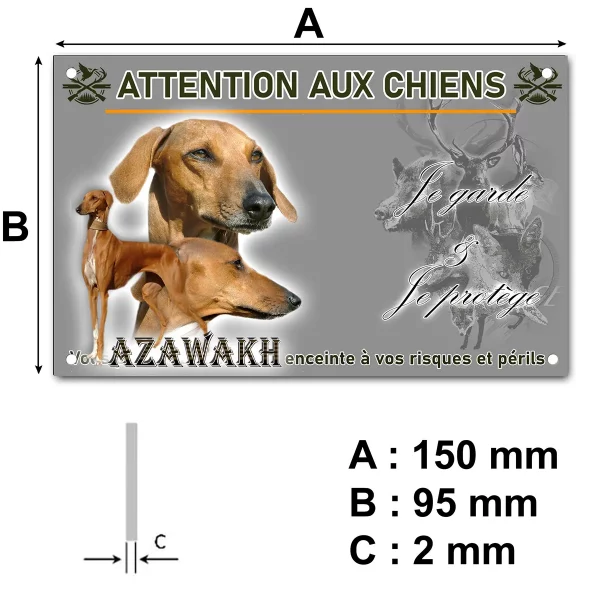 plaque Azawakh avec portraits et silhouettes en arrière plan