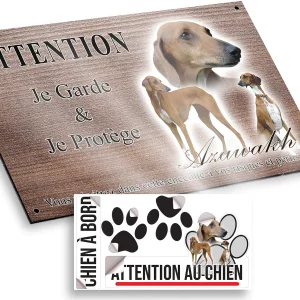 plaque attention au chien Azawakh