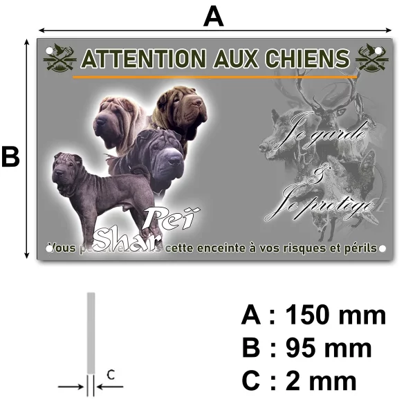 plaque Quatre chiens Pei Shar en différentes poses et couleurs