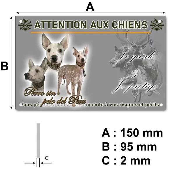 plaque Trois portraits d'un Perro sin pelo del Perú avec un collier distinctif