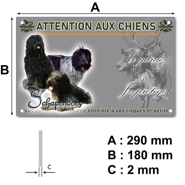 pancarte Trois chiens Schapendoes aux pelages variés