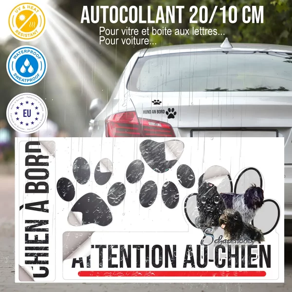 plaque chien de garde Trois chiens Schapendoes aux pelages variés