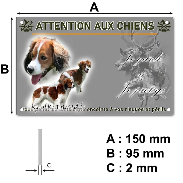 plaque Trois Kooikerhondjes en mouvement avec un texte en bas
