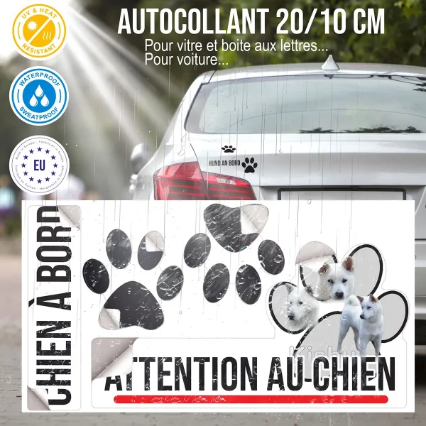 plaque chien de garde Trois Kishu Ken blancs