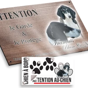 plaque attention au chien Portraits de chiens Français Blanc & Noir