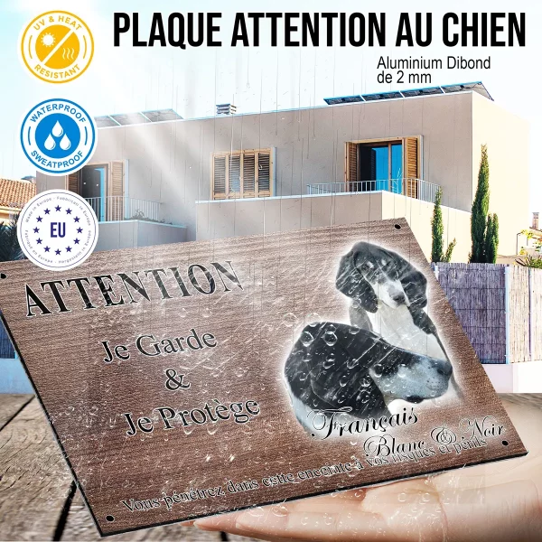 panneau attention au chien Portraits de chiens Français Blanc & Noir