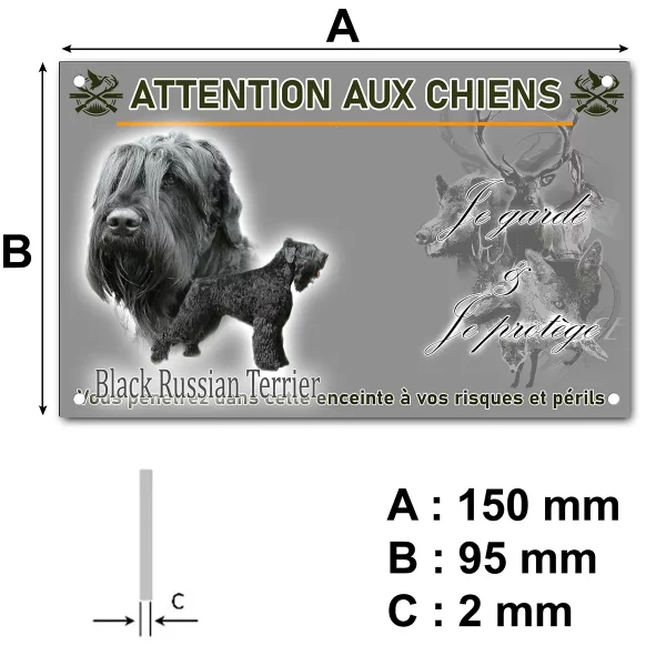plaque Black Russian Terrier avec une tête et un chien entier.